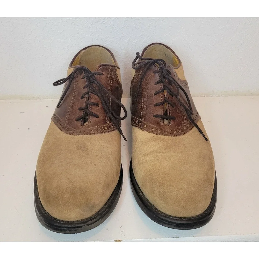 Men's Stafford Leather Lace Up Oxford Wingtips Shoes Brown Size 9.5 - Read